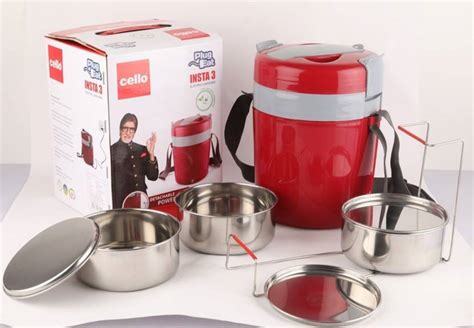 cello steel lunch box 3 containers|electric tiffin box heaters.